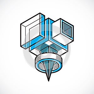 Abstract vector geometric form, 3D creative shape.