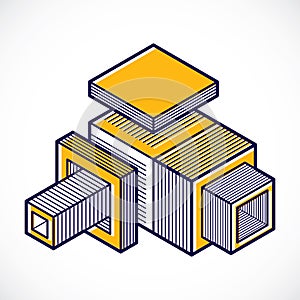 Abstract vector geometric form, 3D creative shape.