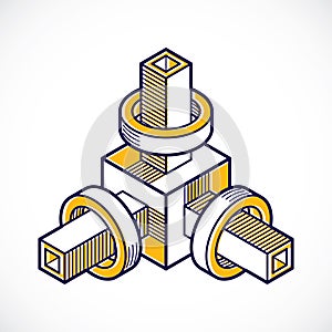 Abstract vector geometric form, 3D creative shape.