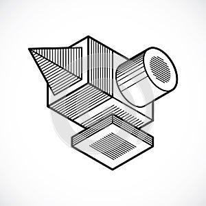 Abstract vector geometric form, 3D creative shape.