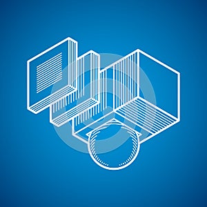 Abstract vector geometric form, 3D creative shape.