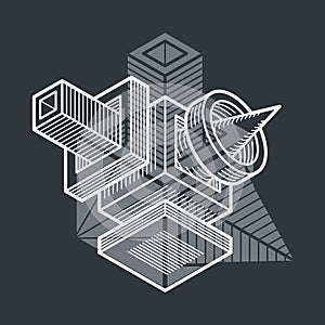 Abstract vector geometric form, 3D creative shape.