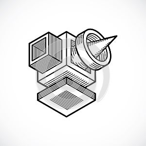 Abstract vector geometric form, 3D creative shape.