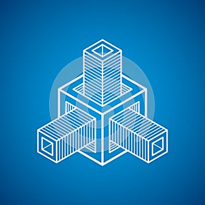 Abstract vector geometric form, 3D creative shape.