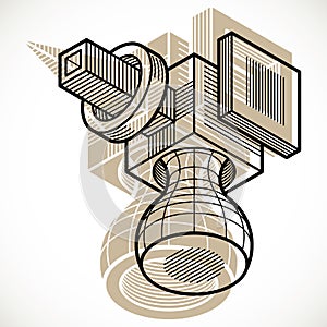 Abstract vector geometric form, 3D creative shape.