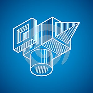 Abstract vector geometric form, 3D creative shape.