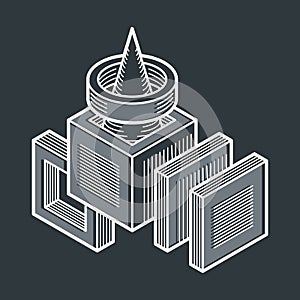 Abstract vector geometric form, 3D creative shape.