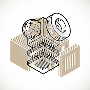 Abstract vector geometric form, 3D creative shape.