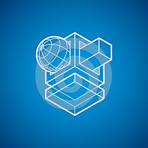 Abstract vector geometric form, 3D polygonal shape.