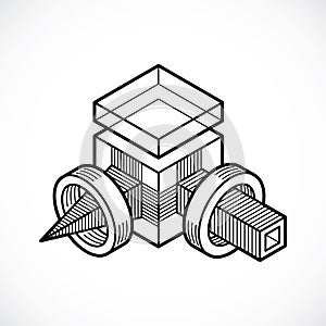 Abstract vector geometric form, 3D shape.