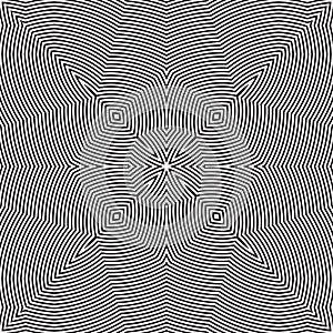 Concentric Illusion Stripe Lines Op Art. Black And White Geometric Seamless Pattern Multiplication Matrix