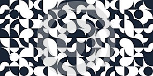 Abstract vector geometric seamless pattern, black and white simple geometric elements repeat tiles, wallpaper or website