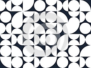 Abstract vector geometric seamless pattern, black and white simple geometric elements repeat tiles, wallpaper or website