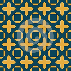 Abstract vector geometric seamless pattern. Dark green and yellow color