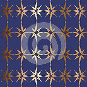 Abstract vector geometric seamless pattern with stars