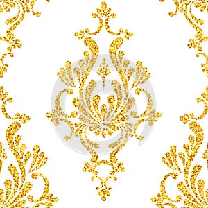 Abstract vector gold dust glitter damask seamless