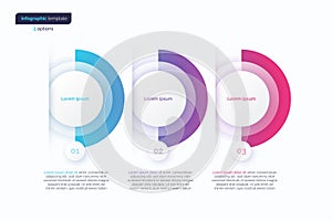 Abstract vector gradient minimalistic infographic template composed of 3 circles