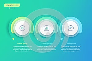 Abstract vector gradient minimalistic infographic template composed of 3 circles