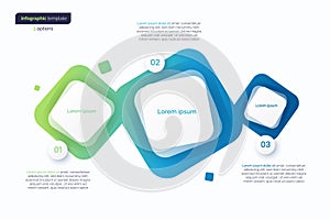 Abstract vector gradient minimalistic infographic template composed of 3 rounded squares