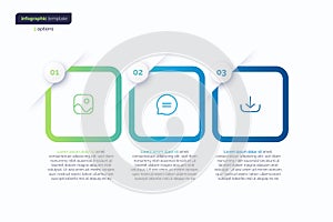 Abstract vector gradient minimalistic infographic template composed of 3 rounded squares