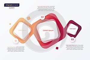 Abstract vector gradient minimalistic infographic template composed of 3 rounded squares