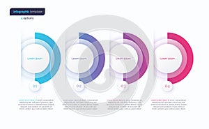 Abstract vector gradient minimalistic infographic template composed of 4 circles