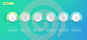 Abstract vector gradient minimalistic infographic template composed of 6 circles