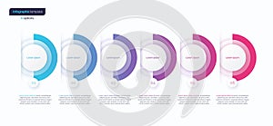 Abstract vector gradient minimalistic infographic template composed of 6 circles