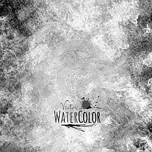 Abstract vector hand drawn black and white watercolor background