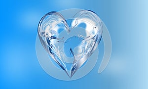 Abstract vector heart blue shaded wavy background with lighting effect, smooth, curve, vector illustration.