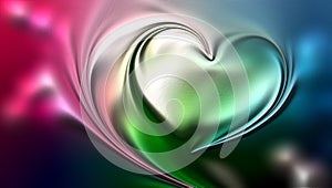 Abstract vector heart with multicolored shaded wavy background with lighting effect and texture, vector illustration