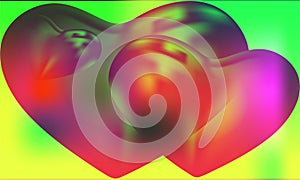 Abstract vector heart with multicolored shaded wavy background with lighting effect and texture, vector illustration, . photo