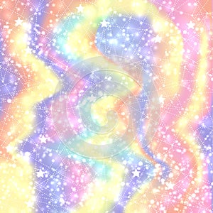 Abstract vector holographic gradient background. Unicorn colours galaxy universe pattern.