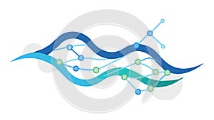 Abstract Blue Data Flow: Digital Information, Network Connectivity, vector design Generative AI