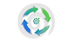 Continuous Process Cycle with Gear and Target Icon