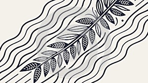 Abstract Flowing Feathers or Leaves Pattern, vector design Generative AI