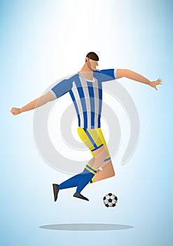 Abstract vector illustration of football player in action the ba