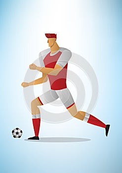 Abstract vector illustration of football player in action the ba