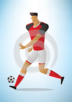 Abstract vector illustration of football player in action the ba