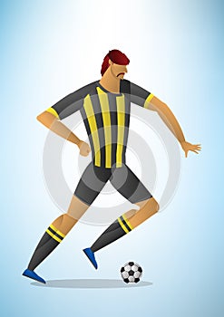 Abstract vector illustration of football player in action the ba