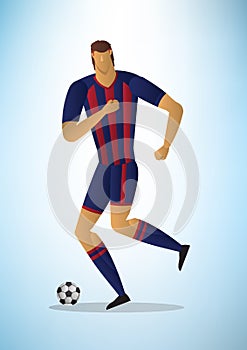 Abstract vector illustration of football player in action the ba