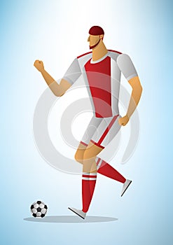 Abstract vector illustration of football player in action the ba