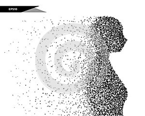 Abstract vector illustration of human bust in the form of dots