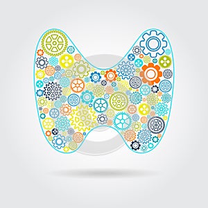 Abstract Vector Illustration Of Human Thyroid On Blue Background.