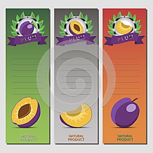 Abstract vector illustration logo for whole ripe fruit purple plum