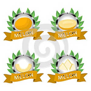 Abstract vector illustration logo for whole ripe fruit yellow melon