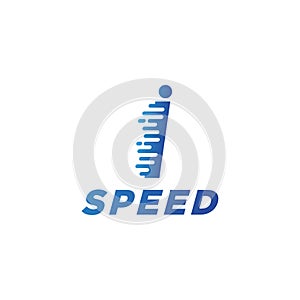 abstract vector illustration motion fast speed initial letter i icon logo template element modern design