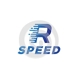 abstract vector illustration motion fast speed initial letter r icon logo template element modern design
