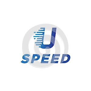 abstract vector illustration motion fast speed initial letter u icon logo template element modern design