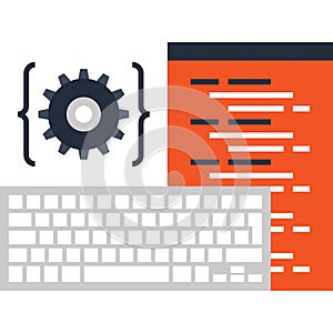 program coding flat web icon concept